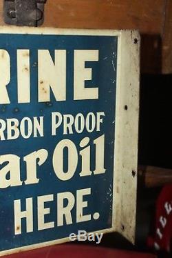 Early 1900s Original Polarine Motor Oil Advertising Vintage Steel Flange Sign