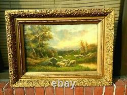 Early American Oil Painting Signed Thomas B. Craig Landscape Sheep Grazing