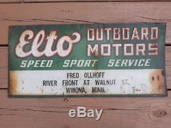 Elto Outboard Motor Metal Tin Sign Fishing Lure Rod Reel Johnson Heddon Gas Oil
