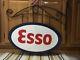 Esso Gas Oil Flange Sign Double Sided Metal Vintage Style Service Station Pump