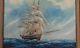 Flipper Ship Yacht Sail Boat Old Vintage Oil Painting Canvas Signed Framed