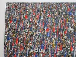 Finest Rene Haspil Haitian Painting Abstract Expressionism Vintage Signed 30'