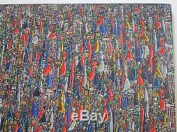 Finest Rene Haspil Haitian Painting Abstract Expressionism Vintage Signed 30'