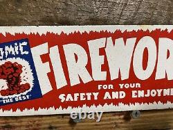 Fireworks Factory Vintage Porcelain Sign Carnival Manufacturer Holiday Gas & Oil
