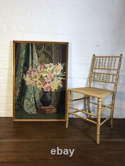 Floral Still Life Oil On Canvas Signed GFM Cox Antique Vintage Painting 1930s