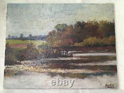 Framed Original Vintage Oil Landscape Painting