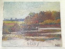 Framed Original Vintage Oil Landscape Painting