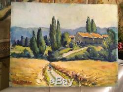 French Oil Painting Landscape Signed Leo Legler Vintage South of France