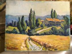 French Oil Painting Landscape Signed Leo Legler Vintage South of France
