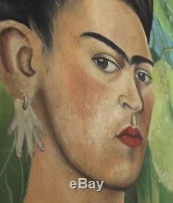 Frida Kahlo Signed Original Vintage Oil Painting on Canvas