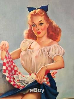 GIL ELVGREN 1940s VINTAGE ORIGINAL PAINTING Pin-Up GETTING POSTED FAN MAIL PinUp