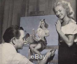 GIL ELVGREN 1940s VINTAGE ORIGINAL PAINTING Pin-Up GETTING POSTED FAN MAIL PinUp