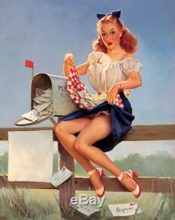 GIL ELVGREN 1940s VINTAGE ORIGINAL PAINTING Pin-Up GETTING POSTED FAN MAIL PinUp