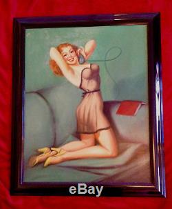 GIL ELVGREN 1940s VINTAGE ORIGINAL PAINTING Pin-Up GETTING POSTED FAN MAIL PinUp