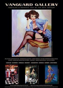 GIL ELVGREN 1940s VINTAGE ORIGINAL PAINTING Pin-Up GETTING POSTED FAN MAIL PinUp
