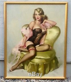 GIL ELVGREN 1940s VINTAGE ORIGINAL PAINTING Pin-Up GETTING POSTED FAN MAIL PinUp