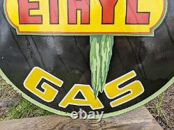 Giant Vintage Polly Ethyl Gasoline Porcelain Gas Station Pump Sign 30