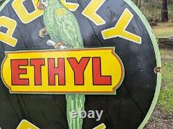 Giant Vintage Polly Ethyl Gasoline Porcelain Gas Station Pump Sign 30