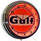 Gulf Gas Oil Vintage Logo Sign Orange Neon Clock Man Cave Garage Decor (16)