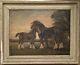 Hv Lake Original Vintage Oil Signed Framed On Canvas Shire Horse With Foal