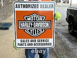 Harley-davidson Motorcycle Double Sided 23 X 27 Vintage Porcelain Sales Sign