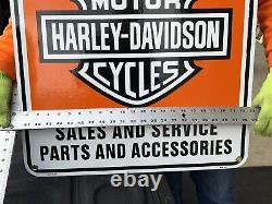 Harley-davidson Motorcycle Double Sided 23 X 27 Vintage Porcelain Sales Sign