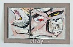 Harold Laynor Vtg Mid Century Modern Art Bird Mixed Media Oil Painting New York