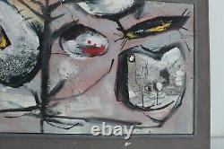 Harold Laynor Vtg Mid Century Modern Art Bird Mixed Media Oil Painting New York