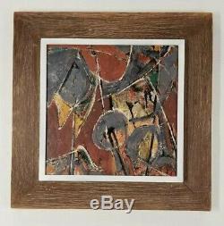 Impressive 1950 Vintage Abstract Oil Painting Signed Mystery Mid Century Modern