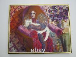 Izquierdo Vintage Pretty Woman Female Portrait Painting Signed Impressionist