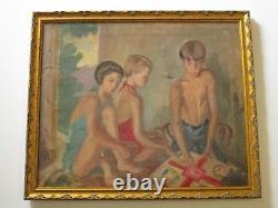 Jane Thurston Painting Antique Vintage Exhibited Bathing Suit Old Fashion