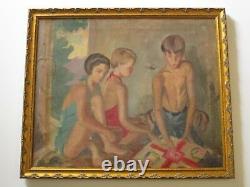 Jane Thurston Painting Antique Vintage Exhibited Bathing Suit Old Fashion