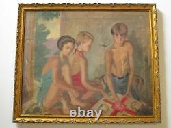 Jane Thurston Painting Antique Vintage Exhibited Bathing Suit Old Fashion