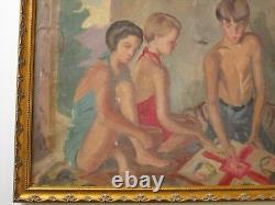 Jane Thurston Painting Antique Vintage Exhibited Bathing Suit Old Fashion