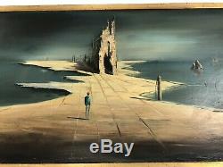 John Stancin Oil On Board Vintage MID Century Surrealist Landscape