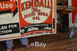 Kendall Gas Oil Station Cloth Banner Dealership Auto Garage Sign VINTAGE