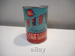 L1673- Vintage 6 OZ WHIZ SPEEDRY POWDERED CAR WASH OIL TIN METAL SIGN CAN