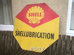 LARGE VINTAGE SHELL LUBRICATION SIGN Shell Motor Oil Sign