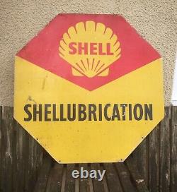 LARGE VINTAGE SHELL LUBRICATION SIGN Shell Motor Oil Sign