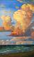 Large Vintage 2015 Signed Wm Hawkins Green Blue Marine Clouds Art Oil Painting