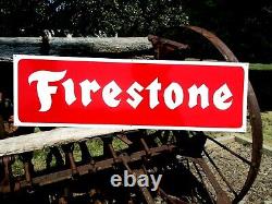 LG. 36 Hand Painted Antique Vintage Old Style Firestone Tires Sign Gas Oil Sign