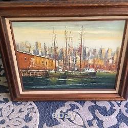 L Garcia Vintage Oil Painting On Wood Panel Signed American Artist 32x 26