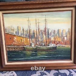 L Garcia Vintage Oil Painting On Wood Panel Signed American Artist 32x 26