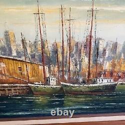 L Garcia Vintage Oil Painting On Wood Panel Signed American Artist 32x 26