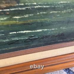 L Garcia Vintage Oil Painting On Wood Panel Signed American Artist 32x 26