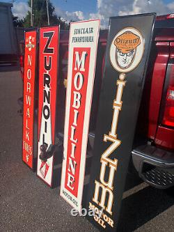 Large 60 Vintage Style Metal Oil Sign Oilzum Sinclair Mobil ALL 12