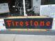 Large 71 X 24 Vintage 1940s Firestone Tires Gas Station Metal Sign Gas Oil