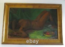 Large African American Portrait Sofa Size Nude MID Century Modern Islander Vntg