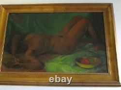 Large African American Portrait Sofa Size Nude MID Century Modern Islander Vntg