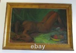 Large African American Portrait Sofa Size Nude MID Century Modern Islander Vntg